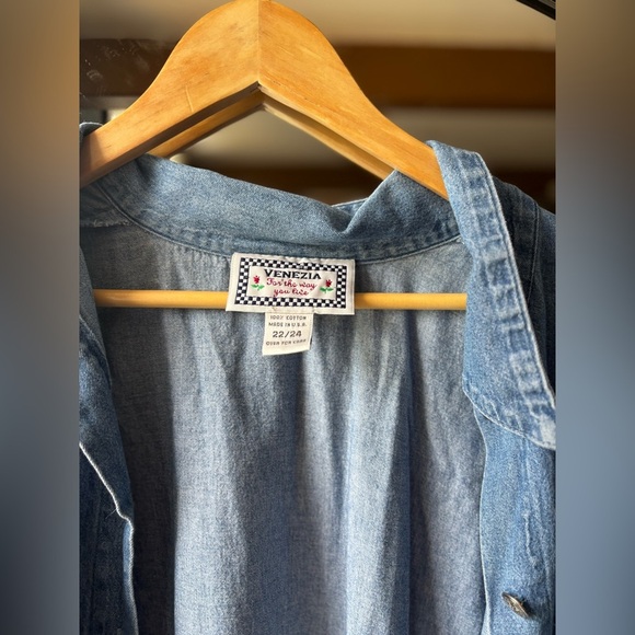 VINTAGE | Denim distressed cotton button up | size XL-XXL - Picture 3 of 5